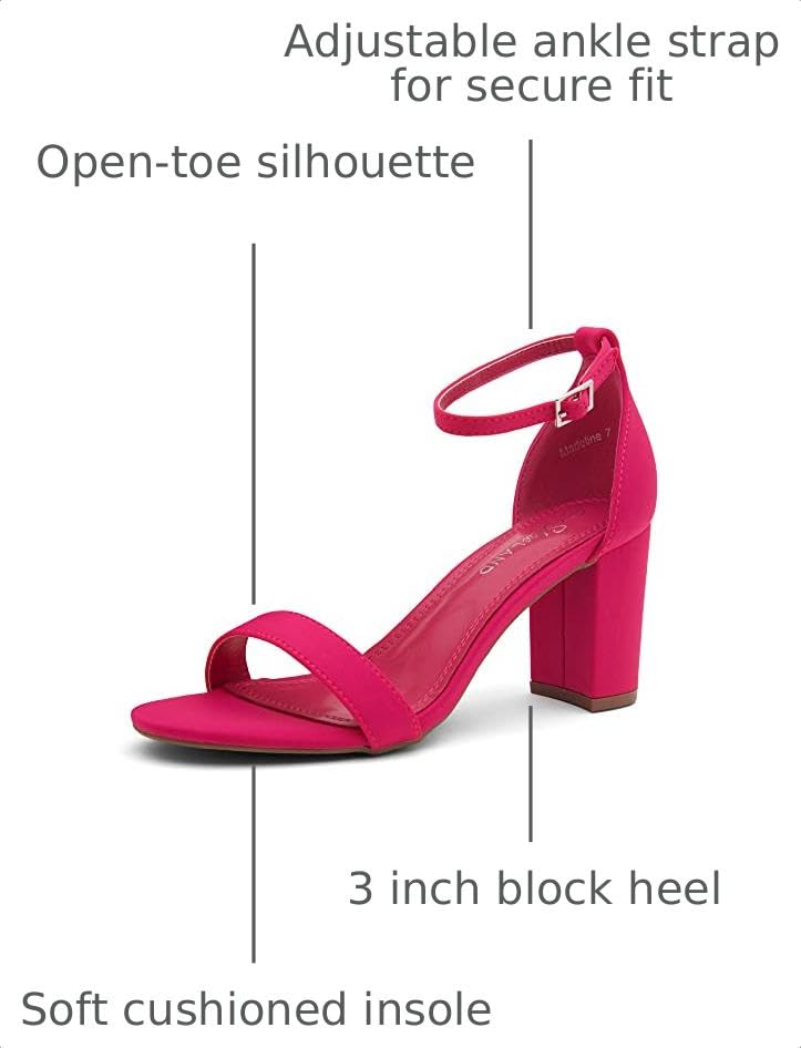 Image of Shoe Land Low Chunky Heels for Women Open Toe Ankle Strap Block Heel Sandals 3 Inch Dressy Heels for Wedding Party Date Night