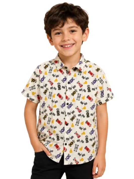 Image of RICH COPPER Fashionable Cotton Printed Half Sleeve Casual Shirt for Men Featuring Lightweight Fabric and Modern Design