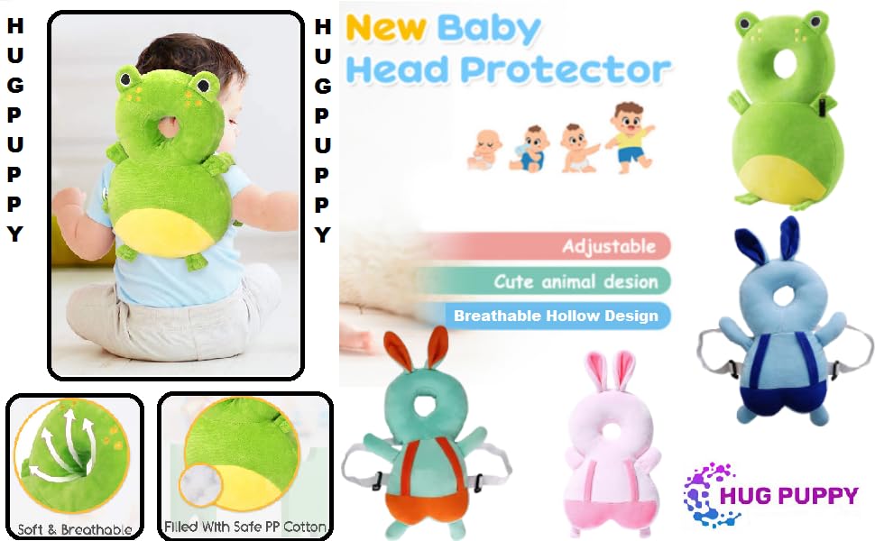 HUG PUPPY Cotton Baby Head Protector Cushion Plush Soft Toy Early Learning Toy Fall Protection Helmet Baby Head Protector Child Adjustable Shoulder Strap (Light Green) - Image 6 thumbnail