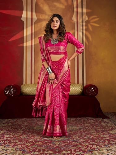Image of MADHUHANSH Women's Cotton Silk Saree with Unstitched Blouse Piece Zari Weave and Floral Pattern | Heavy Embroidery Saree for Women | Interview Saree for Women | Readymade Blouse with Saree Set