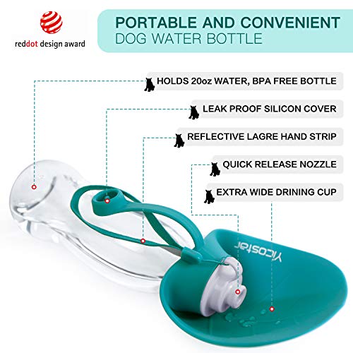 Yicostar Dog Water Bottle for Walking, 20 OZ Travel Pet Water Bottle with Potty Waste Bag for Dogs, Portable Dog Water… - Image 2