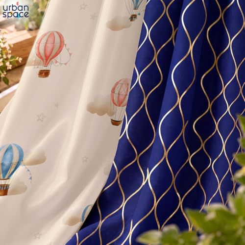 Image of Urban Space Blackout Curtains for Window 5 Feet Set of 3, Room Darkening Curtains with Eyelets &Tiebacks, 3 Piece Window Curtains Set for Bedroom, Living Room, Home Decor (Cloud Voyage, Blue- 5 feet)
