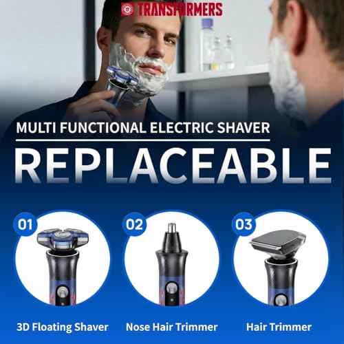 Transformers Electric Razor for Men，IPX7 Waterproof Wet & Dry (Blue) - image 7