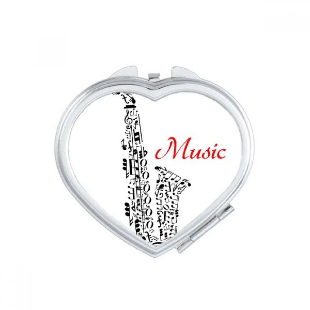 Miroir de maquillage compact pliable et transportable motif coeur musique pop