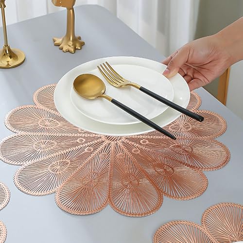 Set de table PVC pétale or rose 38cm lavable et imperméable en lot de 8 - 4