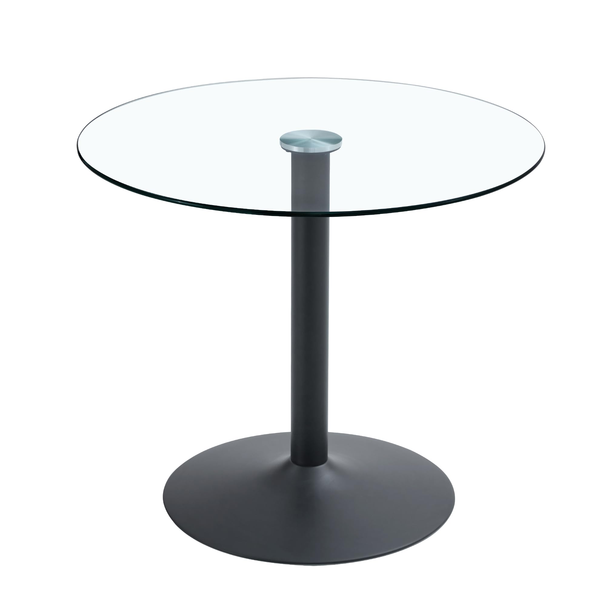 Tangkula 35.5 Inch Round Glass Dining Table - Tempered Glass Top With Metal Legs, Coffee Or Dining Table For Small Spaces