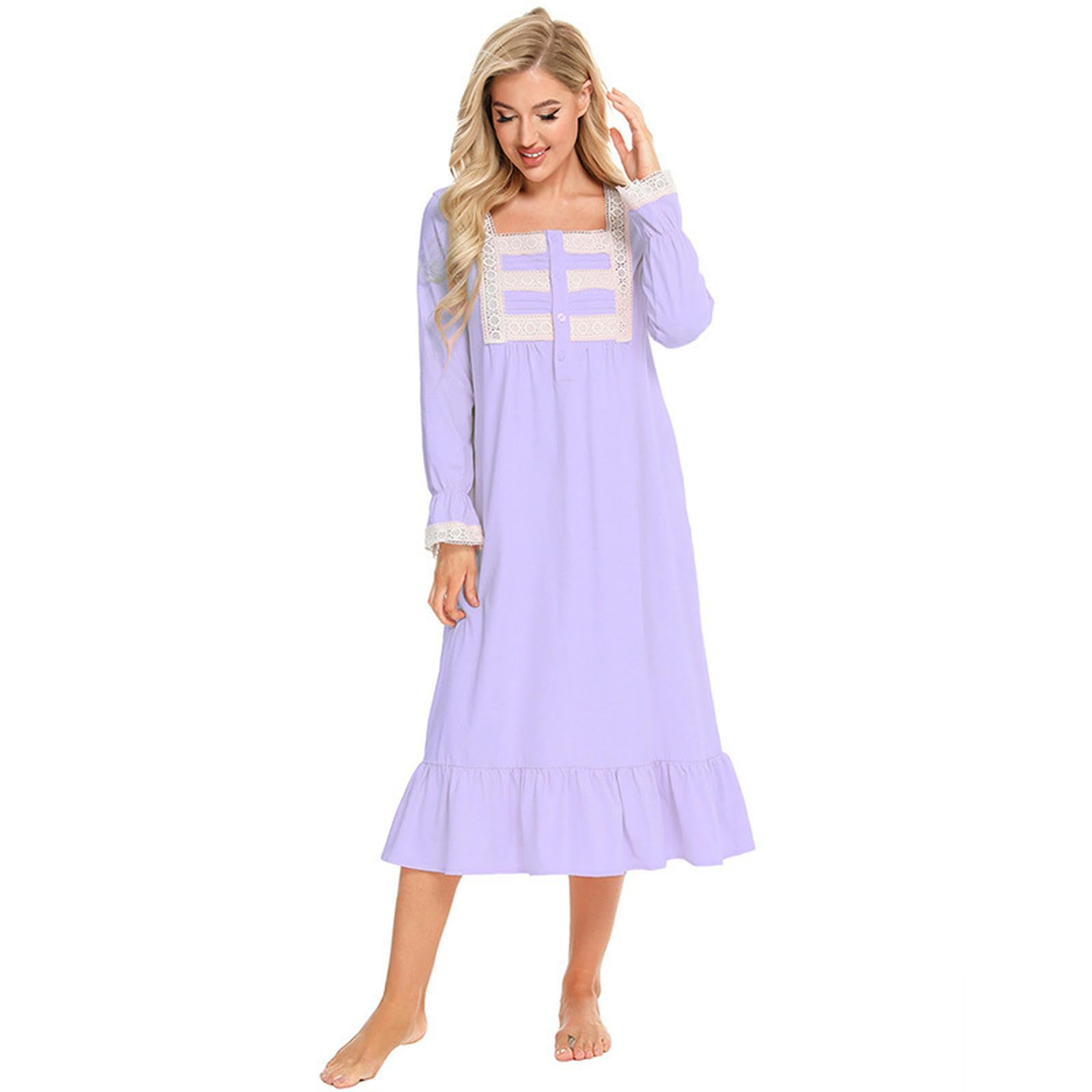 Pigiama da Donna Pigiami A Manica Lunga Vittoriani Abito Principessa Bianco Festa di Halloween Abiti Casa-Rosa-XL
