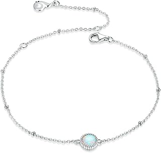 LOKILOKI Preciosa Pulsera De Cadena De Eslabones De Ópalo para Mujer Pulseras De Plata De Ley 925 con Dijes De Plata