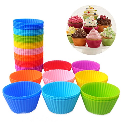 Reusable Silicone Baking Cups Mini Round Cupcake and Muffin Baking Cup,Pack of 24