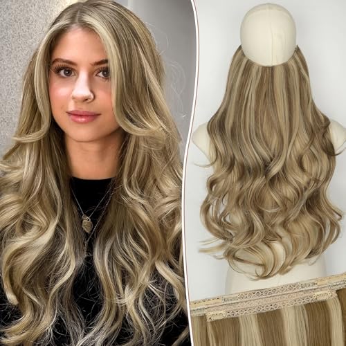 KooKaStyle Invisible Wire Hair Extensions Long Wavy Layered Synthetic Hairpieces
