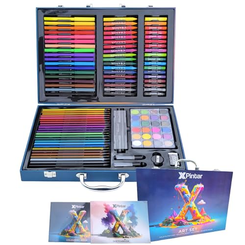 Set De Arte Profesional 120 Piezas Lápices Acuarelables Rotuladores Acuarelas Crayones Maletín Metálico Portátil Niños Adultos Creatividad Regalo Completo Pintura Manualidades Colorear Dibujo