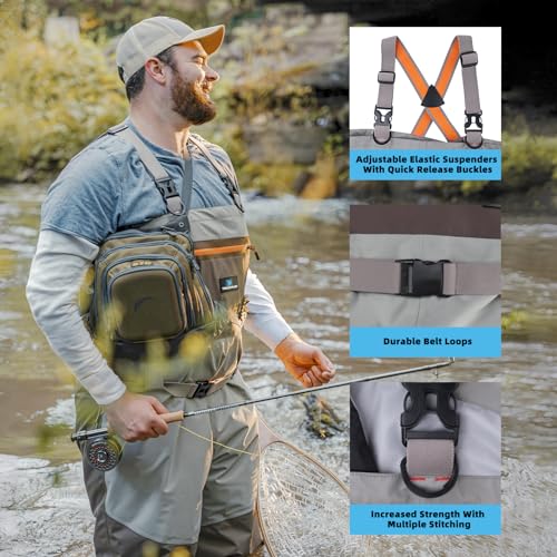 Image of Trudave Fishing Waders, Waterproof Chest Waders for Men & Women, Lightweight Insulated Stockingfoot Waders Breathable Fly Fishing Waders for Fishing Hunting