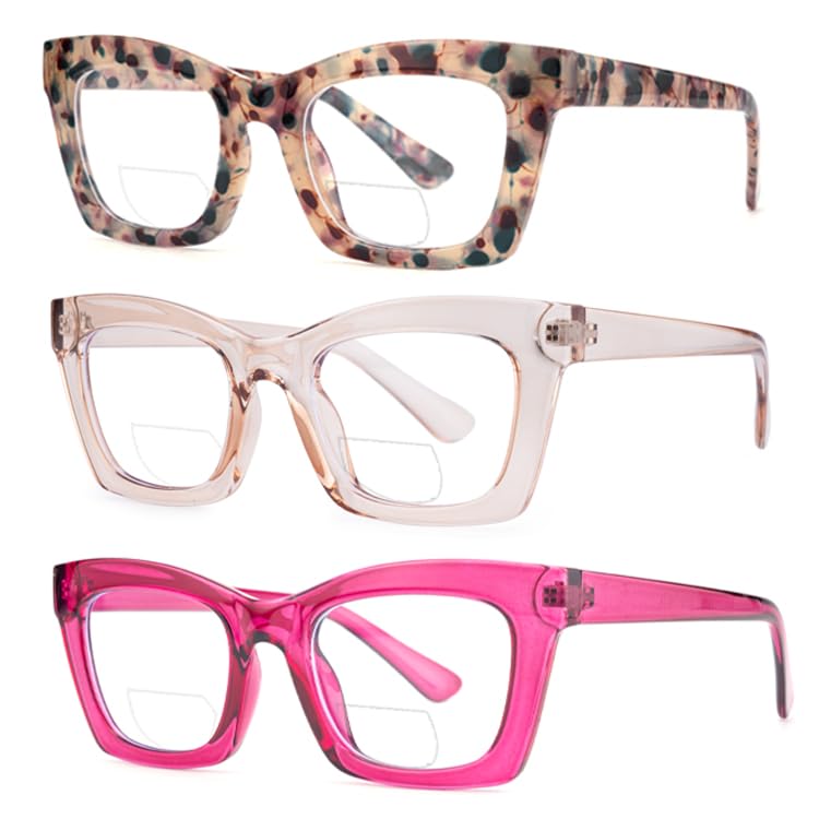 Image of 3 pack style Spring hinge Readers Blue Light Blocking Computer Square Reading Glasses for Women Men