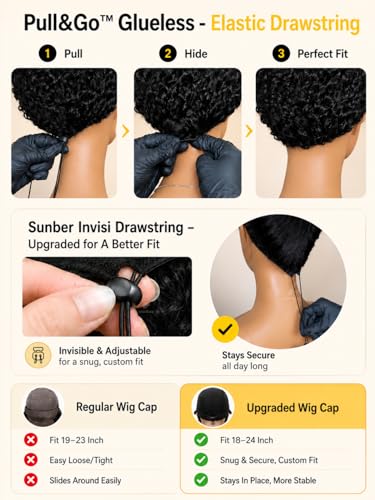 Image of Sunber Loose Body Wave Human Hair Wig 16 Inch Glueless 13x4 HD Lace Front Wig Pre Cut Pre Plucked Bleached Knots with Drawstring Cap, Ready to Wear Bye Bye Knots Loose Wave Wig