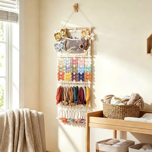 Image of kangaroo Headband Holder Hair Bows Organizer,Large Capacity Bow Holder Hair Accessories Wall Hanging Organizer for Toddler Baby Girl Nursery Room Decor