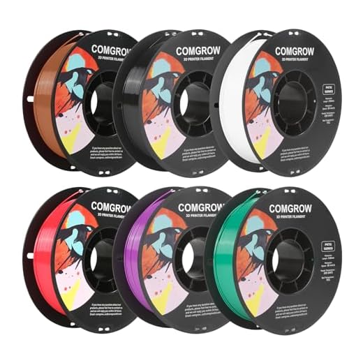 Comgrow PETG 3D Printer Filament 1.75mm, High Precision and Tough 3D Printer Filament 6 rolls*1kg, Dimensional Accuracy +/- 0.02 mm, Fit Most 3D Printers Black/White/Cherry Red/Pine Green/Purple/Brown