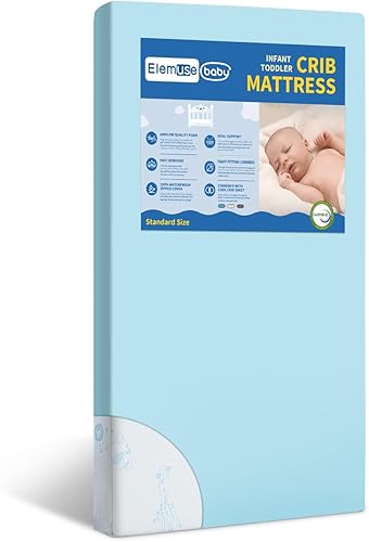 ELEMUSE Colchón transpirable para cuna de bebé, sábana refrescante para sudores nocturnos de bebé, funda impermeable lavable y extraíble, espuma