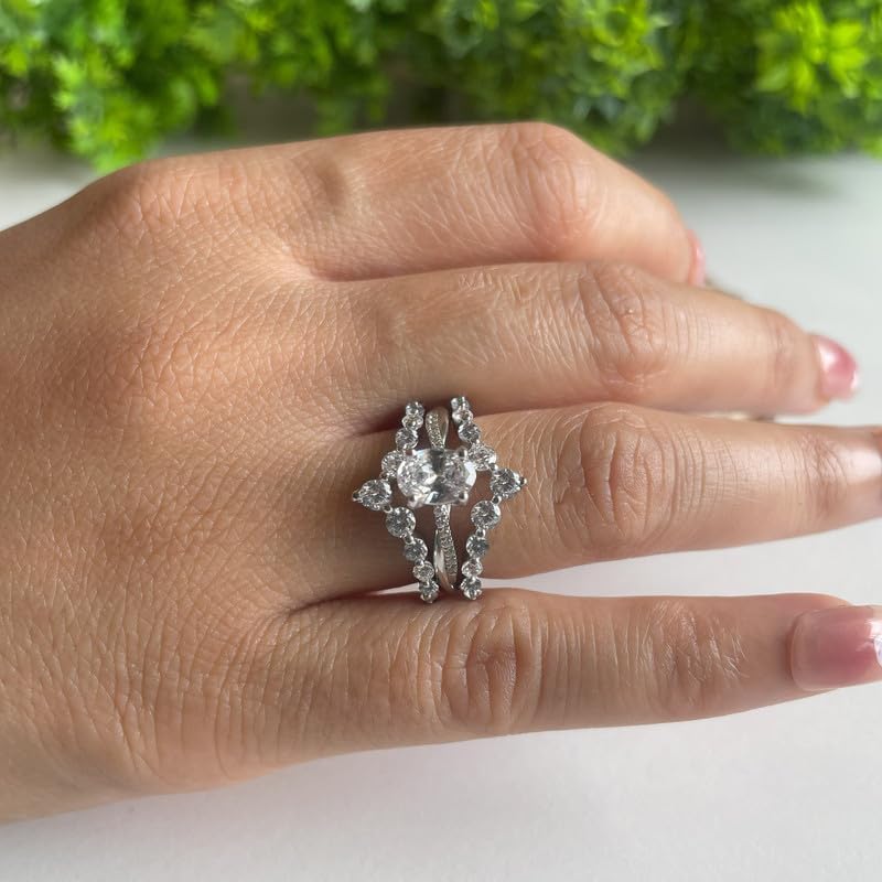 Round Cut White Diamond Chevron V Shape Enhancer Guard For Women, 14K Gold Plated 925 Silver April Birthstone Diamond Chevron V Shape Enhancer Wrap Guard Matching Band