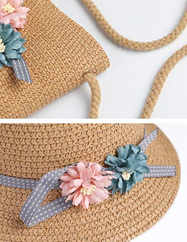Sumolux Straw Hats Girls Kids Sun Hats Summer Beach Hats Straw Woven Pocket Suit Outdoor #TOP5