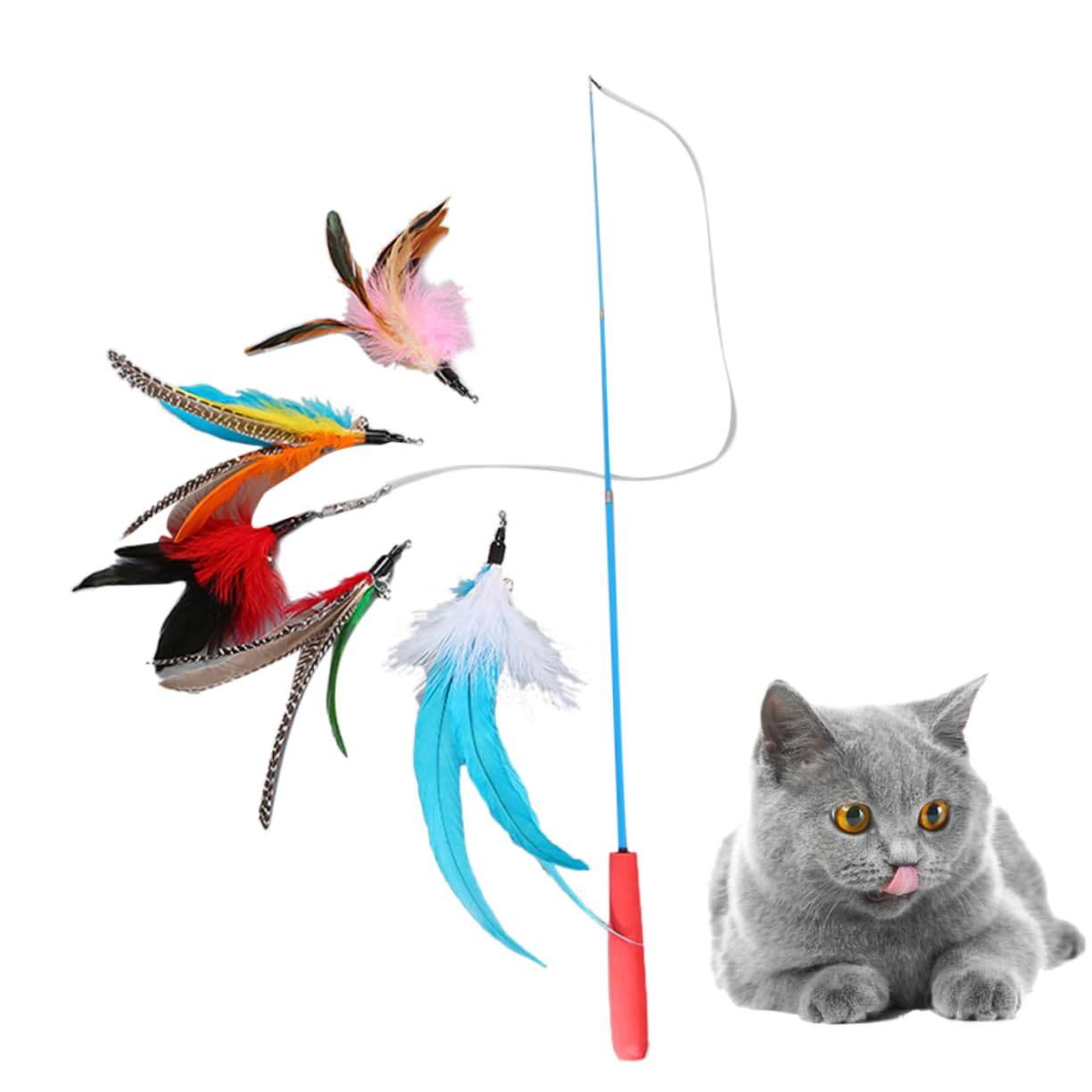 Yardwe 18 Stück 3 Katzen Zauberstab Spielzeug Katzenstock Katzenspielstab Spielzeuge -Spielzeug Katzenspielzeug Zauberstab Katzenrutenspielzeug einstellbar Katzen-Teaser Combo-Platte