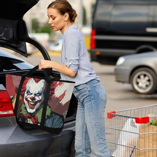 Clown Scary Soda Large Insulated Tote Bag for Grocery Shopping Reusable Tote Bags for Women Men, Cooler Bag with Zippered Top & Handles for Beach Picnic Travel4