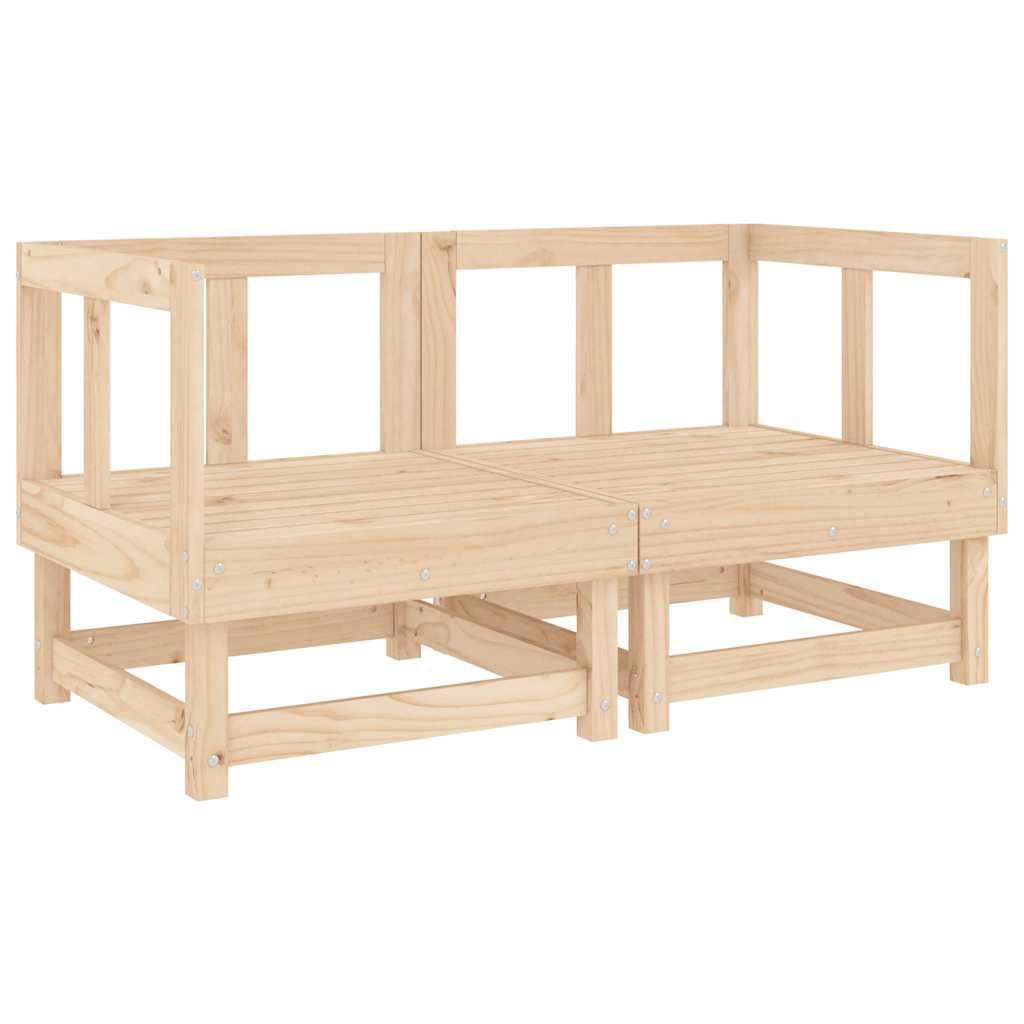 Sofá esquinero de jardín 2 piezas de madera maciza de pino con diseño de listones robustos para terraza y balcón, cómodo respaldo, estructura modular para combinación de salón flexible,