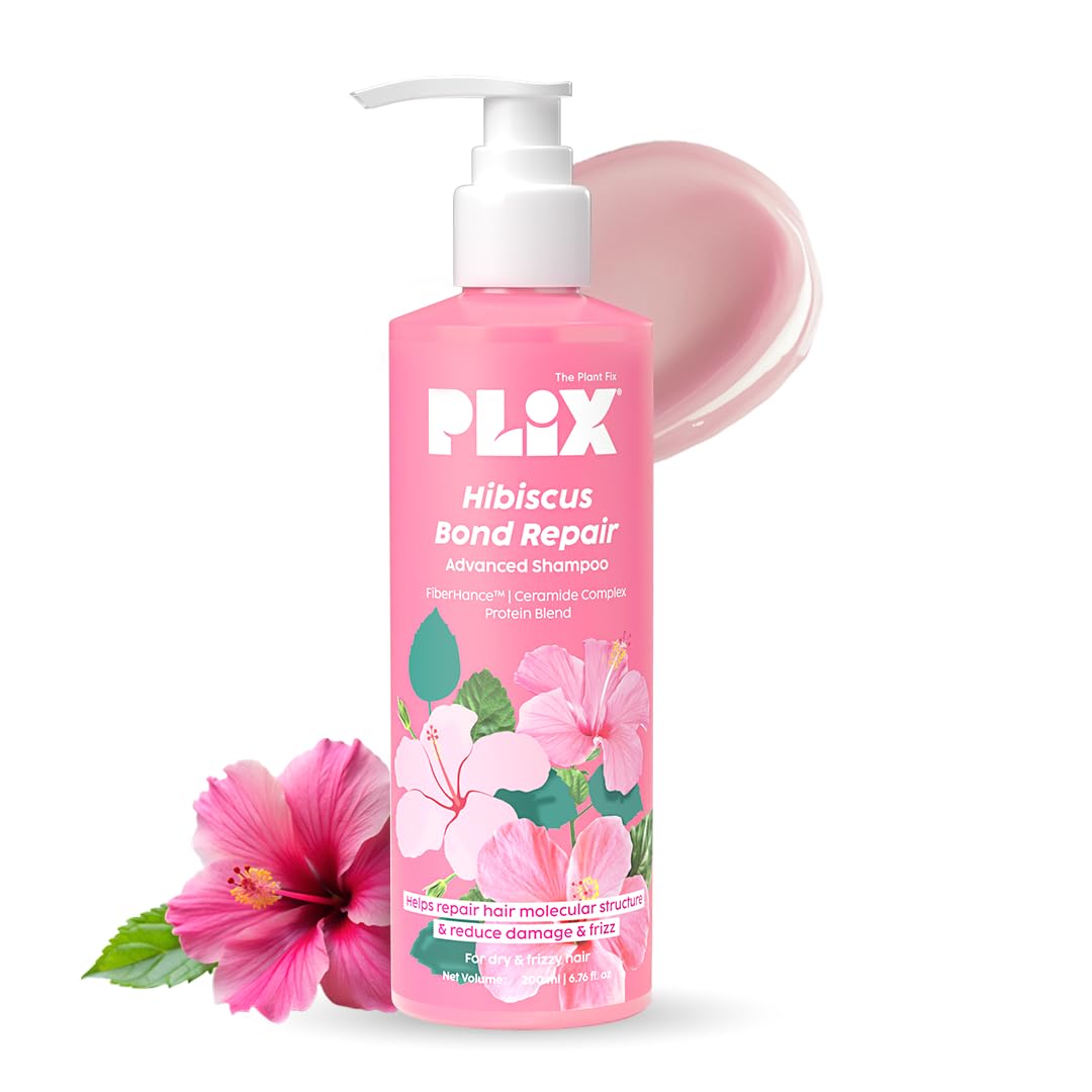 The Plant Fix Plix Hibiscus Bond Repair Advanced Shampoo For Damaged, Frizzy Hair - 200Ml | Repair Hair Molecular Structure | Fiberhance & Hibiscus Extract | Men & Women