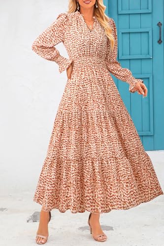 PRETTYGARDEN Women's Floral Maxi Dress 2025 Fall Long Sleeve V Neck Casual A Line Long Flowy Boho Party Dresses4
