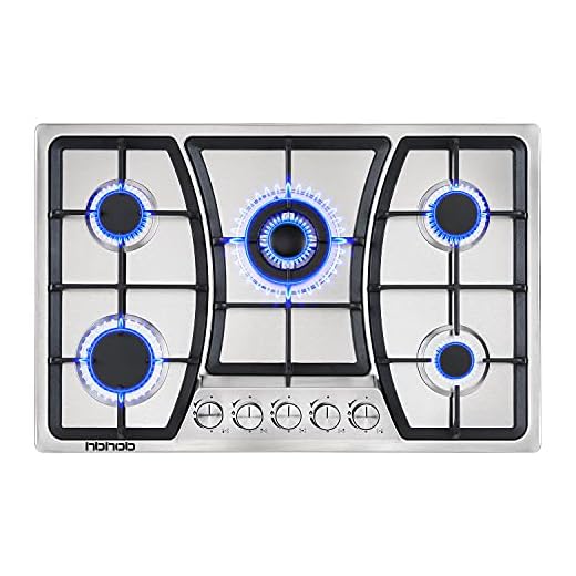 Gas Cooktop 30 inches 5 Burners Gas Stove gas hob stovetop Stainless Steel Cooktop 5 Sealed Burners Cast Iron Grates Built-in Gas Stove Top LPG/NG Gas Cooktop Thermocouple Protection and Easy to Clean