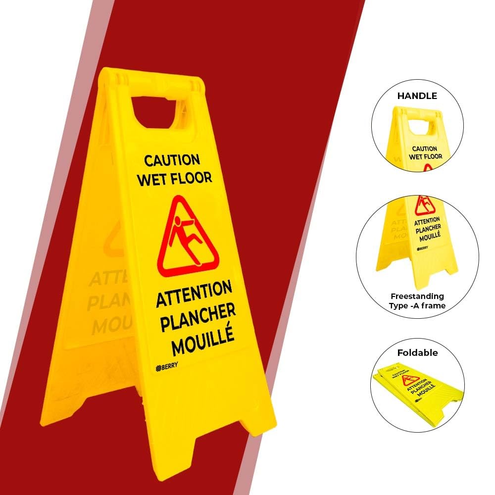 Only 2 Stackable Sign Stackable Warning Cones Berry Bilingual Wet Floor Safety Cone ...