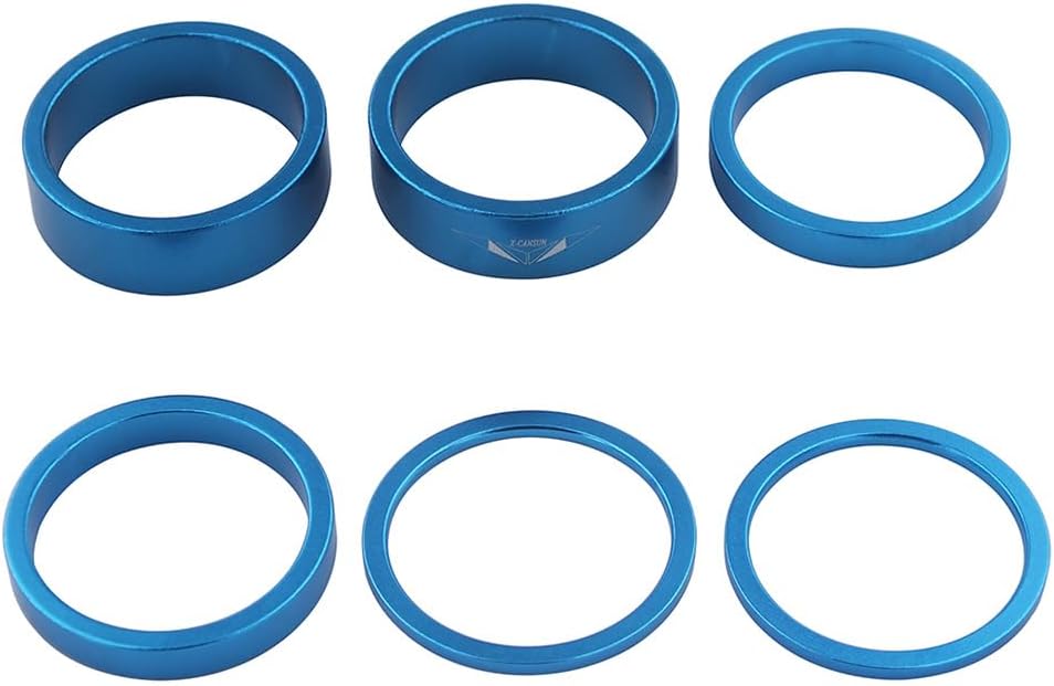 6 Pcs Bike Headset Ring 2/5/10mm Bicycle Headset Spacer Bicycle Washer Spacing Pad Aluminum Alloy for 28.6mm Front Fork Bike for Bikes(Blue)