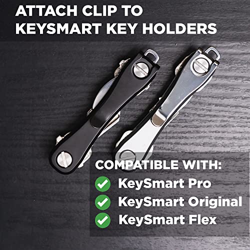 Keysmart Deep Carry Pocket Utility Clip - Add On Everyday Carry Accessory For Keysmart Pro Key Holders, Stainless Steel Minimalist Compact Gear That Eliminates Bulk (Black) #TOP2