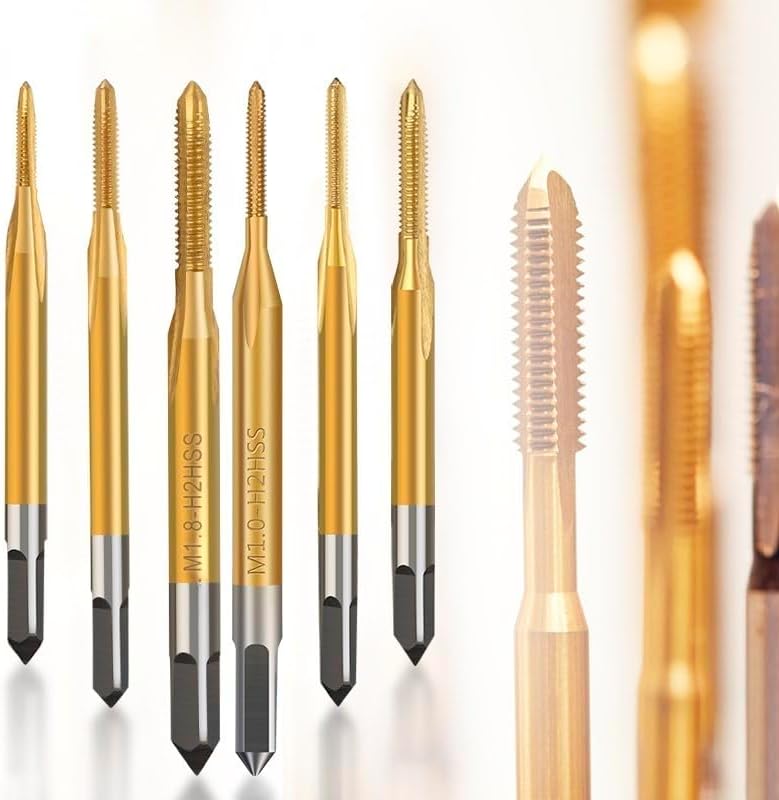 WZFC HSS ねじタップ 6542 チタンコーティング ストレート フルート スレッド タップ ハンドツール、M5x0.8