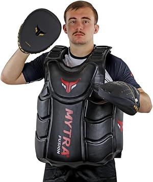 Boxing Body Protector – Heavy-Duty Chest Guard Belly Pad Body Shield for MMA, Muay Thai & Martial Arts Coaches, Trainers & Sparring Protection Gear (Black)