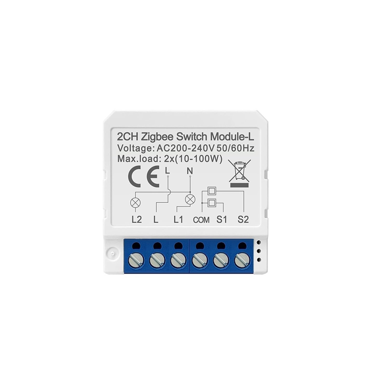 1/2/3G Interruttore della luce Nessun controllo neutro a 2 vie Mini interruttore automatico intelligente(ZigBee 2 gang)