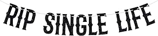 Rip Single Life Banner, Fun Bach Backdrop, Bride or Die Bachelorette Wedding Engagement Party Decorations Supplies, Black Glitter