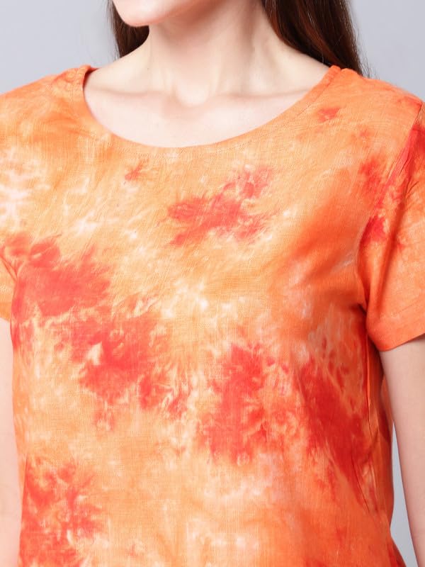 EROTISSCH Women Orange Tie and Dye Night Suit 4