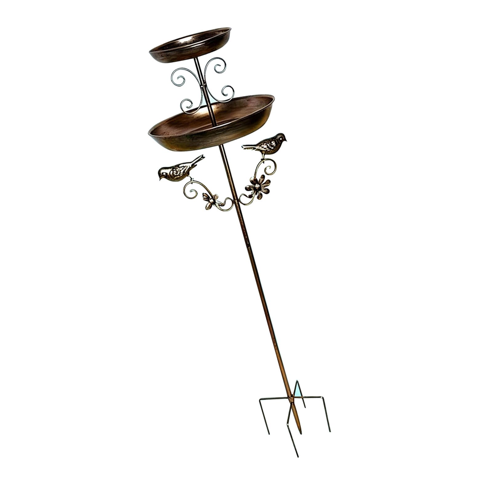 Mangeoire à oiseaux de jardin en métal de 33 pouces avec bassin d'eau intégré pour l'extérieur