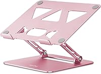 Vista 10 de Soporte ajustable para laptop para escritorio, soporte portátil y elevador, soporte plegable de aluminio para computadora portátil para MacBook Air