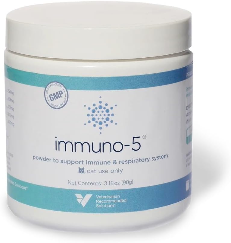 Immuno-5 Immune & Respiratory Support Powder for Cats from Veterinarian Recommended Solutions with L-Lysine, Omega-3 & Egg Yolk