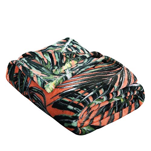 Summertime Whimsy Plush Fleece Throw Blanket (50" X 60") - Palm Paradise Giant Leaf Blanket #TOP1