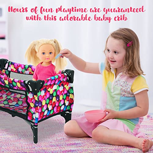Mommy & Me Baby Doll Crib, Doll Playpen, Doll Bed, Fits Dolls Up To 18 Inches, With Blanket And Carry Along Storage Bag, Gumball #TOP5