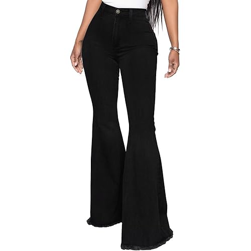 KDF Flare Jeans for Women Women's Bootcut Bell Bottom Jeans High Waisted Stretch Slimming Bell Bottoms Jeans