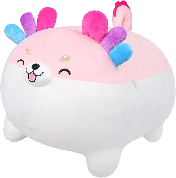 Auspicious beginning 16" Axolotl Shiba Inu Plush Toy Anime Axolotl Corgi Kawaii Plush Pillow Soft Cute Smiling Dog Plushies, Stuffed Animal Plush Toy Gifts for Kids Adults
