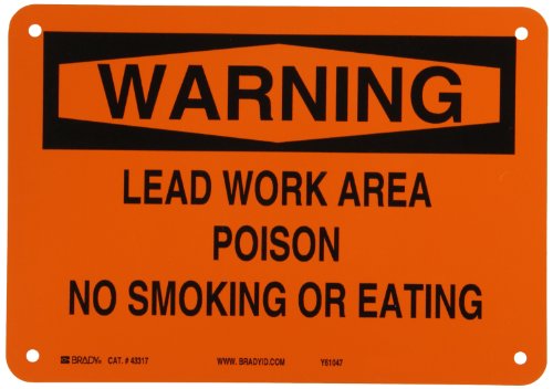 Panneau en aluminium Brady 43317 de signalisation de danger Lead Work Area 17,8 x 25,4 cm