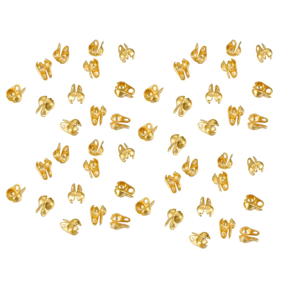 50 Pieces Stainless Steel Ball Chain Connectors Clamshell Calotte End Cap Knot Cover Connector Clasp Open Bead Tips Knot Covers Fits 2.4mm Ball Chain