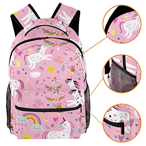 Sac à dos adorable licorne rose avec poches latérales d'école - 3