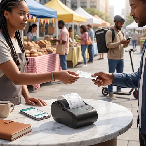 Image of Karlak Thermal Receipt Printer Portable Thermal Printer Mini Receipt Printer 58mm Wireless USB BT POS Printer 203dpi 90mm /s 1500mAh Battery for iOS