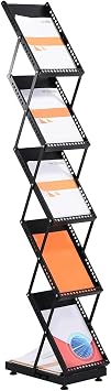 Catalog Stand, Magazine Rack, A4 Brochure Stand, Foldable 5-Tier with Storage Bag, Stylish Magazine Rack, No Assembly Required for Events and Events