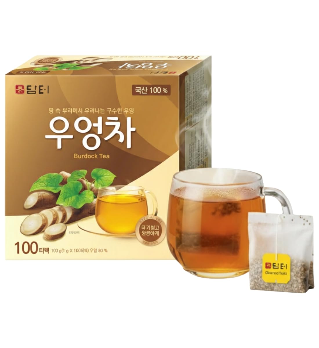 Damtuh Korean Burdock Root Tea – Herbal Wellness & Soothing Drink, Caffeine-Free – 100 Tea Bags (1.5g each)